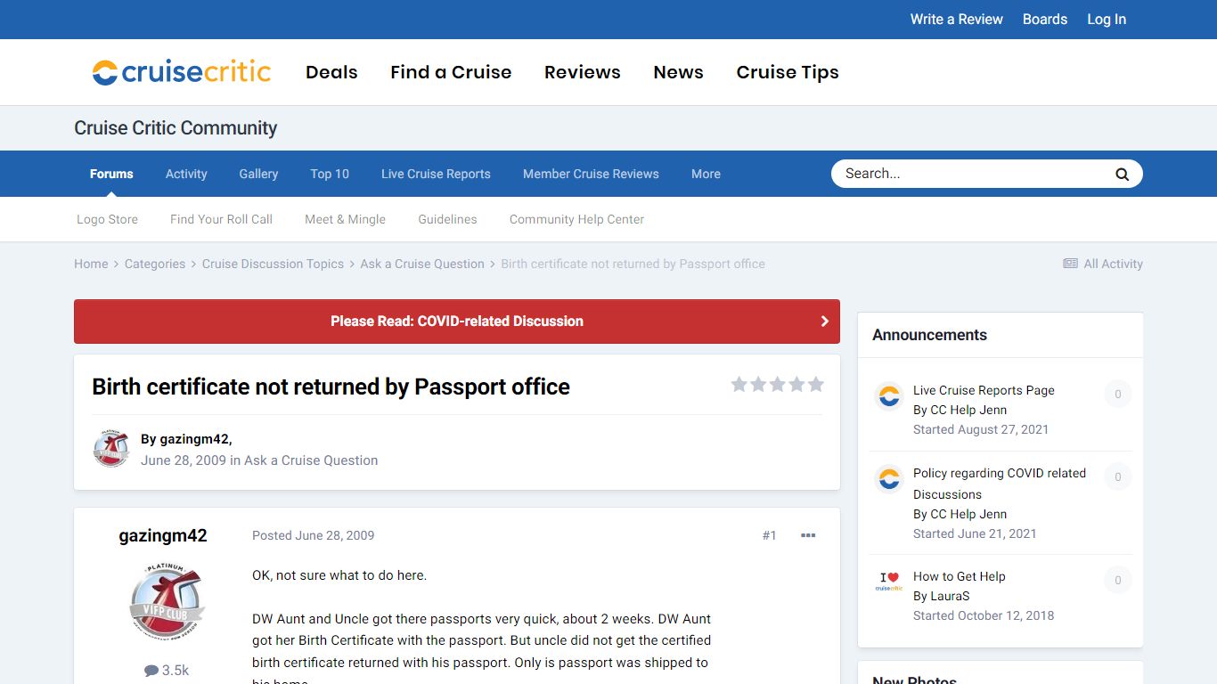 Birth certificate not returned by Passport office - Ask a Cruise ...